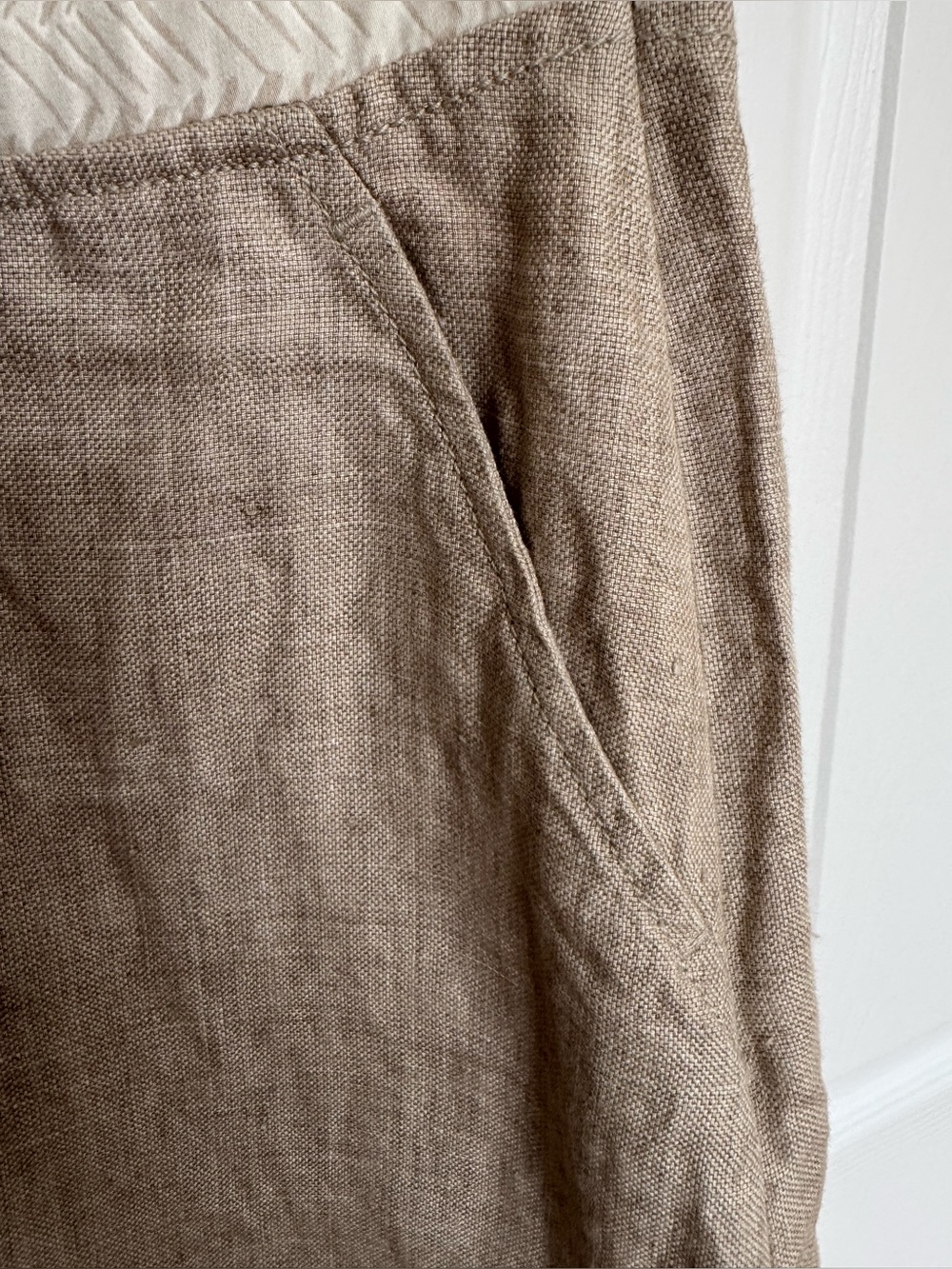 Weekend Max Mara Linen Dress Neutral Two-Tone Sleeveless Summer Size 8 - Picture 4 of 5